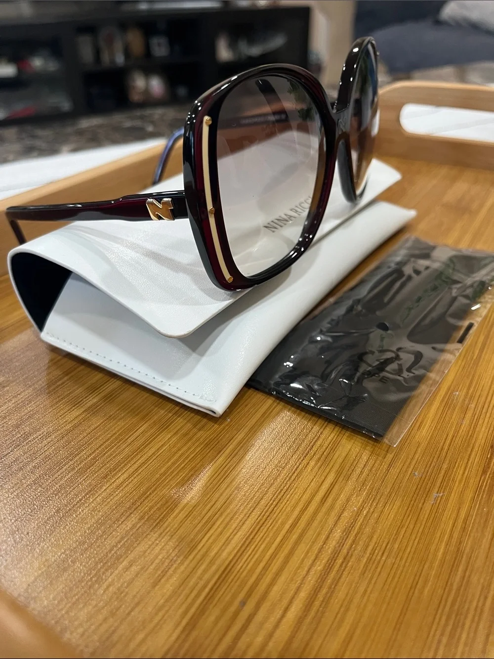 Nina Ricci Oversized Tortoiseshell Sunglasses with Brown Gradient Lenses